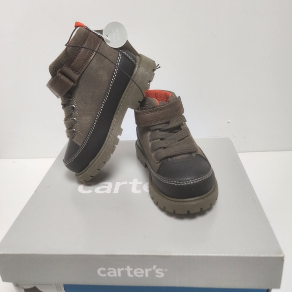 Carters Ronald Brown Black Lace Up Toddler Boot Shoes Size 7 - Picture 2 of 6